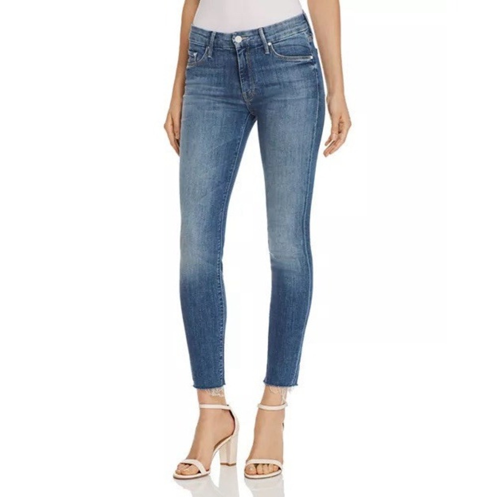 MOTHER Blue Ankle Cropped Jeans with Mid-Rise Waist